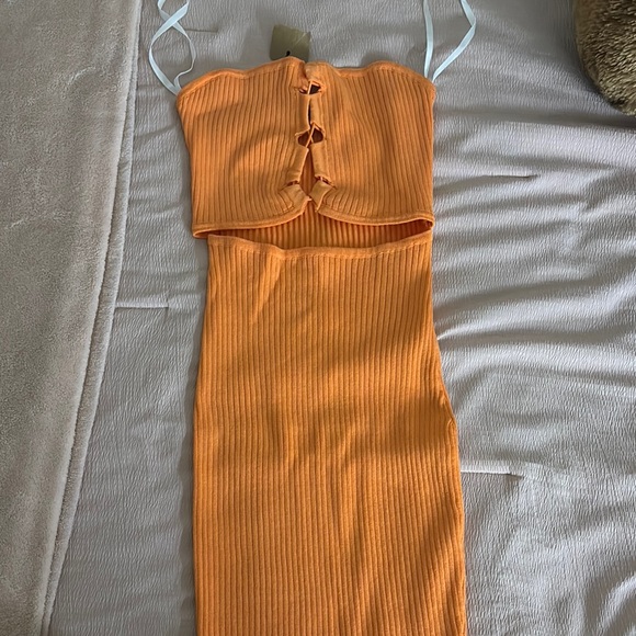 Hera Collection Dresses & Skirts - Hera Collection Orange Ribbed Bodycon Dress